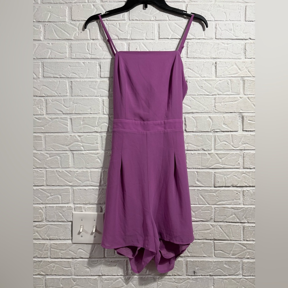 Pink Lily Purple Lined Romper Tie in Back M